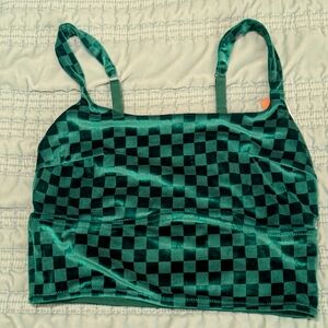 Colsie Green Checkered Bralette L
